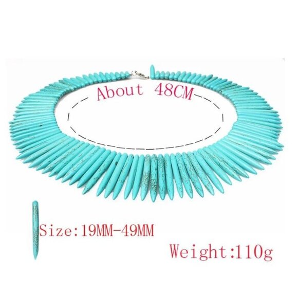 Camdoe Danlen Womens Turquoises Strip Shape Gem Necklace Pale Blue Green Sz48cm - Picture 2 of 7